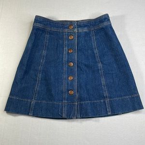 Madewell Snap Front A-line Jean Mini-Skirt Size 00